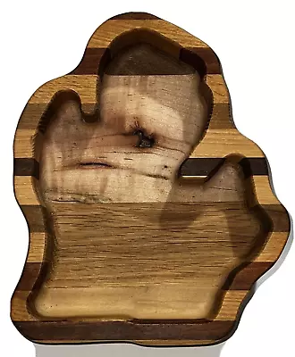 Michigan Mitten Tray Handcrafted Wood Signed By Craftsman • $48.25