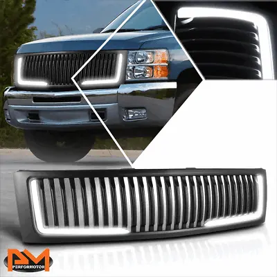 For 07-13 Chevy Silverado 1500 Vertical Fence Front Bumper Grille W/LED DRL Bar • $133.89