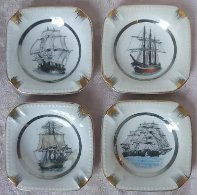 £14.90 • Buy Set Of 4 Vintage Smith Western Ceramic Sailing Tall Ships Nautical Ashtrays