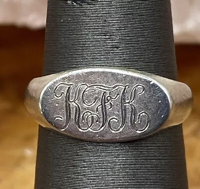 Vintage Sterling Silver Monogrammed Pinky Ring Size 4 • $18