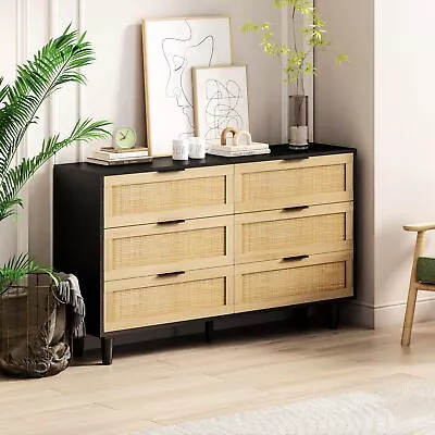 51.18 6-Drawers Rattan Storage Cabinet Rattan DrawerDresser • $282.24