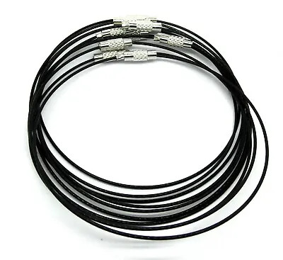 10 Memory Wire Bracelets - Black With Screw Clasp - Coated - 22cm - P00232M • £4.09