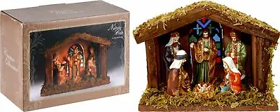 Battery Operated Light Up LED Nativity Stable And Figurines Set • £20.99