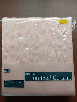 Pink Curtains 51  Wide 54  Drop. Marks And Spencers Pale Pink Un-Lined Curtains • £17