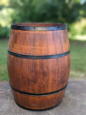 Antique Vintage Rustic Wooden 29  Whiskey Wine Keg Barrel Metal Bands • $95