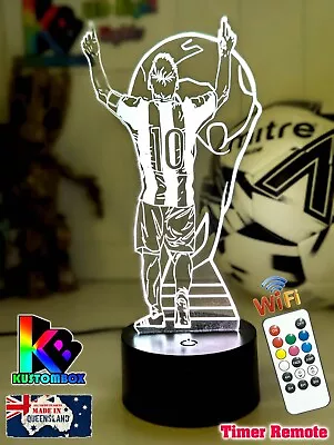 LIONEL MESSI Argentina # 10  Soccer Personalised LED NIGHT LIGHT LAMP 7 COLOUR • $49.99
