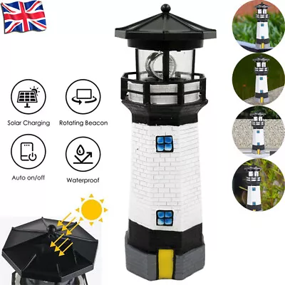 Rotating Led Solar Powered Bulb Large Garden Lighthouse Ornament Patio Lightuk • £14.29