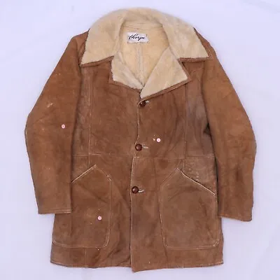 C2781 VTG Thorpe Men's Sherpa Lined Western Suede Leather Coat Jacket • $34.99