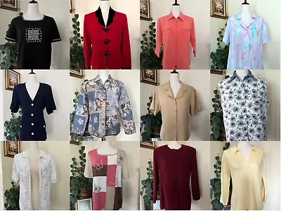 Vintage Womens Clothing Lot Of 12 Tops Blazer Jacket Blouse Sweater Koret Karin • $102.56