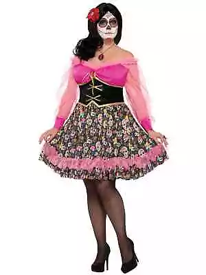 Day Of The Dead Senorita Mexican Spanish Skull Halloween Women Costume Plus • $80.61