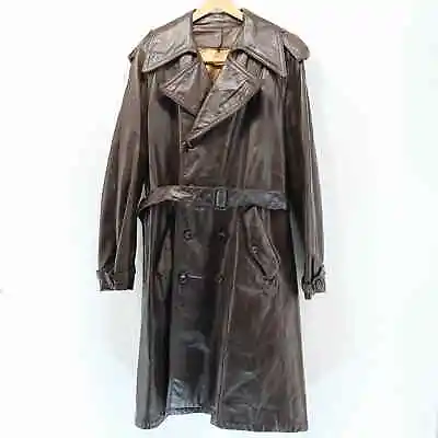 Cooper Designer Outerwear Brown Leather Coat Vintage 70's Size 44 • $99