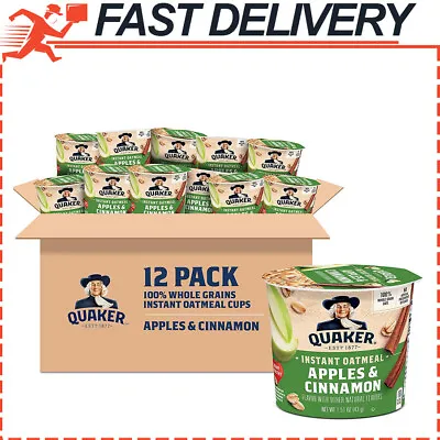 Quaker Instant Oatmeal Express Cups Apples & Cinnamon 12 Count • $21.13