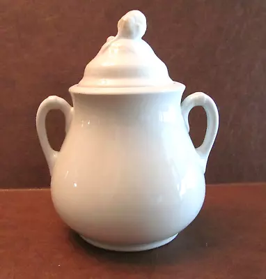 Antique J. & G. MEAKIN Ironstone China 7.5  White Sugar Bowl Acorn Lid Handles • $45
