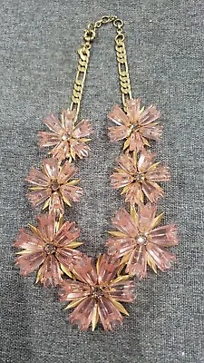 Pre-owned J. Crew Pink Lucite Floral Necklace • $75