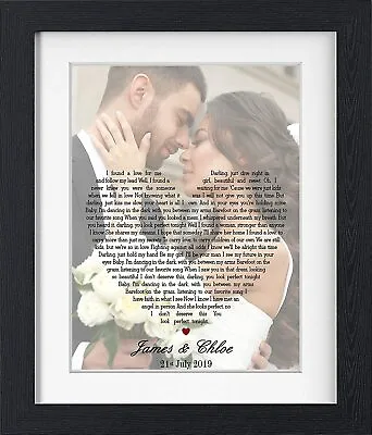 £17.50 • Buy Personalised Photo Song Lyric 1st Wedding Anniversary Paper Gift For Husband