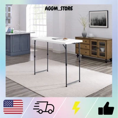 $37.98 • Buy Folding Table, Adjustable Height, Easy Transportation - White Granite