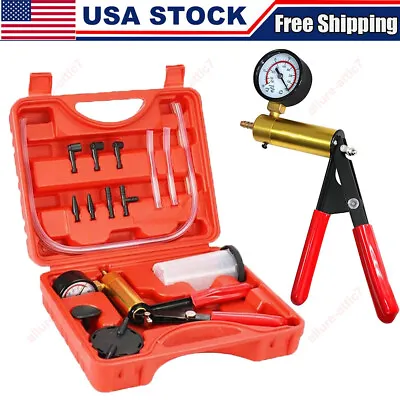 Hand Held Vacuum Pressure Pump Tester Set Brake Fluid Bleeder Bleeding Kit + Box • $16.59