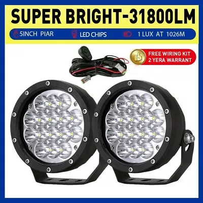 Pair Black 5INCH LED Driving Lights Spotlights Round Truck SUV Headlight 12V 24V • $72.89