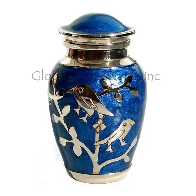 Small Cremation Urns For Ashes Blessing Silver Bird Mini Keepsake Memorial Urn • £24.99