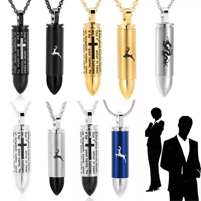 Cross Bullet Urn Necklaces For Ashes Cremation Jewelry Keepsake Memorial Pendant • $12.30