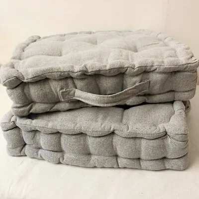 £11.95 • Buy Grey Plain Floor Cushion | Luxury Cotton Large Chair Garden Seat Pad