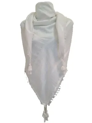 Unisex SL Solid White Shemagh Head Scarf Arab Neck Wrap Cotton Army Face Cover • $21.88