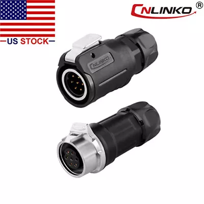 CNLINKO 7 Pin M16 Size Power Connector Cable To Cable Outdoor Waterproof IP67 • $27.71