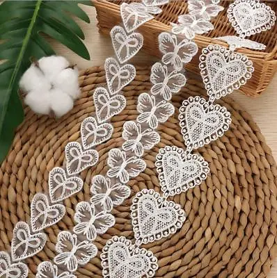 DIY 2yd Butterfly Heart Embroidery Lace Clothing Decoration Sewing Accessories • £3.18