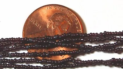 Antique Italian Micro Seed Beads-18/0-20/0 Transparent Plum Purple Hanks W/ Blue • $6.25