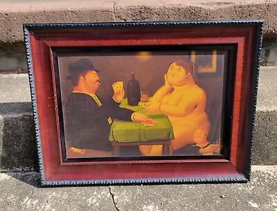 $95 • Buy Vintage Fernando Botero The Card Player Reproduction Canvas Print Framed