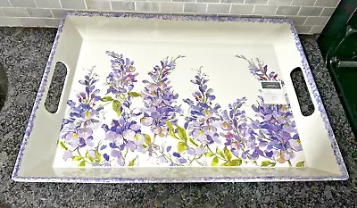 Rachel Ashwell Lavender Floral Extra Large Melamine Serving Tray Handles NEW • $32.95