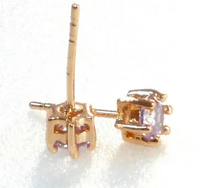 Small STUD EARRINGS 18K GOLD Plated CZ CUBIC ZIRCONIA Size 5mm Adults Kids UK • £9.58