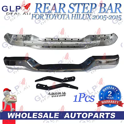 Rear Chrome Step Bumper Bar With Brackets For Toyota Hilux Tgn/ggn/kun 2005-2015 • $290