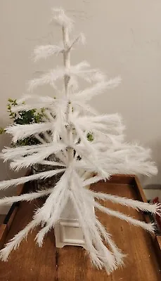 Martha Stewart 24  Christmas White Feather Tree Very Good Cond. BONUS ORNAMENTS  • $63.75