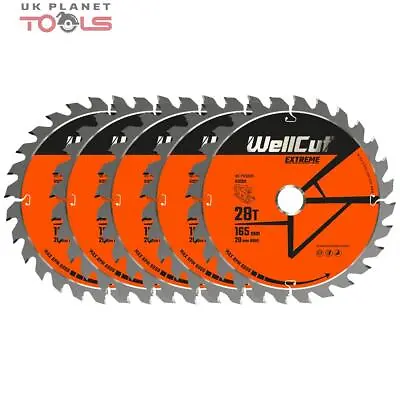 WellCut TCT Saw Blade 165mm X 28T X 20mm Bore For Makita SP6000DSP600 Pack Of 5 • £25.69