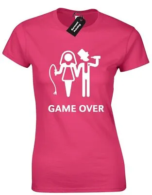 Game Over Ladies T Shirt Funny Bride Groom Amusing Wedding Novelty Gift Top • £8.99