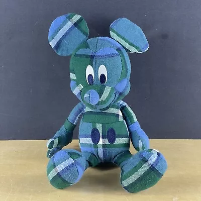 Disney Uniqlo 11  Mickey Plush Toy In Plaid /Flannel RARE Stuffed Beanie Animal • $19.99