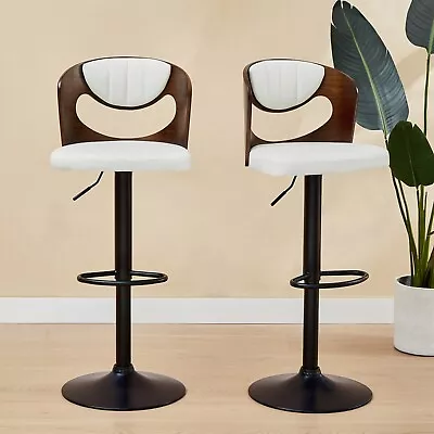 Set Of 2 Bar Stools Swivel PU Leather Kitchen Counter Adjustable Height Chair • $129.93