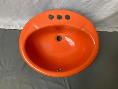 Vtg 19x16 Cast Iron Tiger Lily Orange Self Rimming Drop In Sink Kohler 288-23 • $495