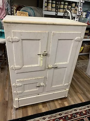 Ice Box Vintage Antique Ice Chest Icebox Solid Oak Primitive Wood Cabinet • $425