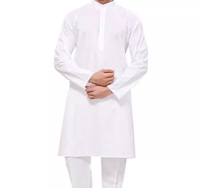 Men's Kurta Cotton Fabric Indian Ethnic Dress Mens Tunic Kurta Plain Full Sleeve • $19.20