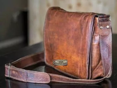 Men's Real Handmade Leather Messenger Shoulder Bag Cross Body Laptop Briefcase • $53.35