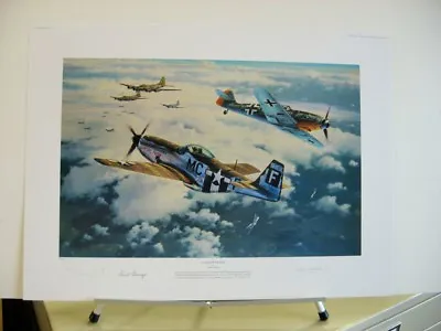 Clash Of Eagles P-51 Mustang Me109 Anthony Saunders Signed Aviation Art 2 Sigs • $99.95