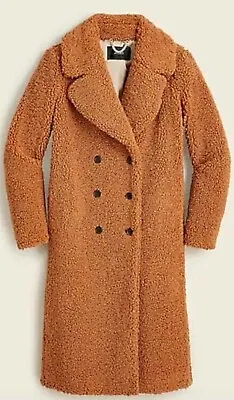 J. Crew Double Breasted Camel Adobe Clay Collared Teddy Sherpa Long Topcoat  S • $120