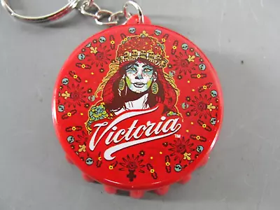 Victoria Beer Bottle Cap Opener Red Day Of The Dead Keyring Key Chain Charm New • $4.90