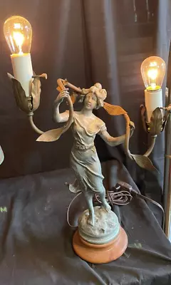 Lady Art Nouveau Newel Post Lamp • $445