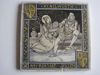 Antique Victorian Mintons / Moyr Smith Waverley 8   Tile - Kenilworth C1877-78 • £30