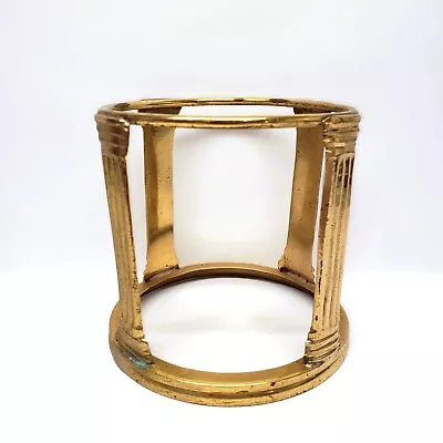 Vintage Brass Stand Holder For 4  Vase Bowl Plant Doric Columns Round Decor • $14.99