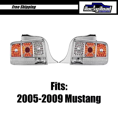 Chrome Clear Lens Taillights Tail Lights For 2005-2009 Ford Mustang Base GT • $147