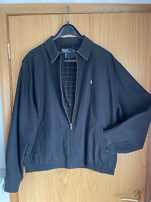 £39.99 • Buy Rare Ralph Lauren Polo Peach Fabric Harrington Jacket Black UK XL Tartan Lining